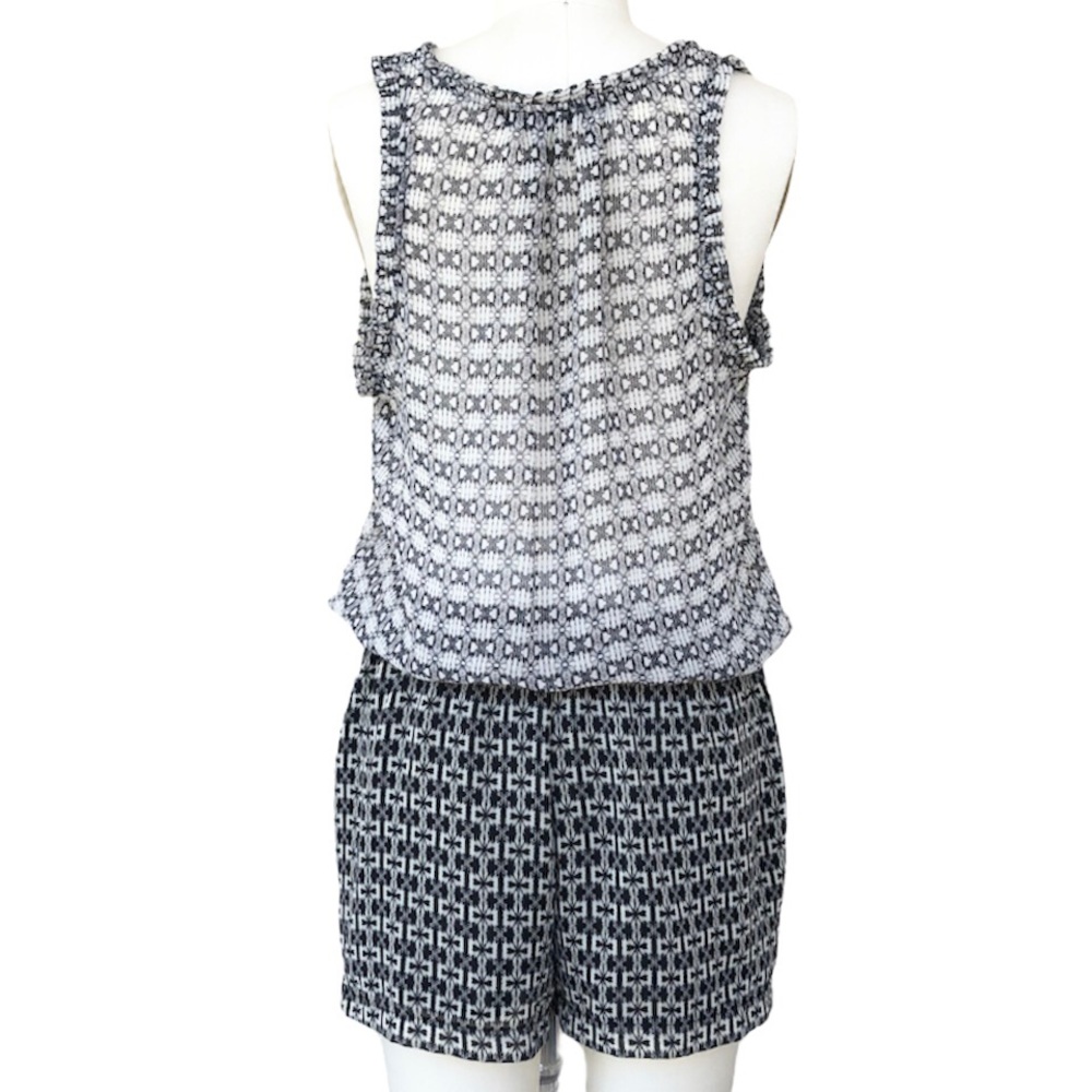 Zara Basic Geometric Cinched Waist Sheer Romper O… - image 3